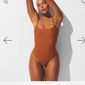 SKIMS CLASSIC SWIM SQUARE NECK ONE PIECE SWIMSUIT BRONZE RARE